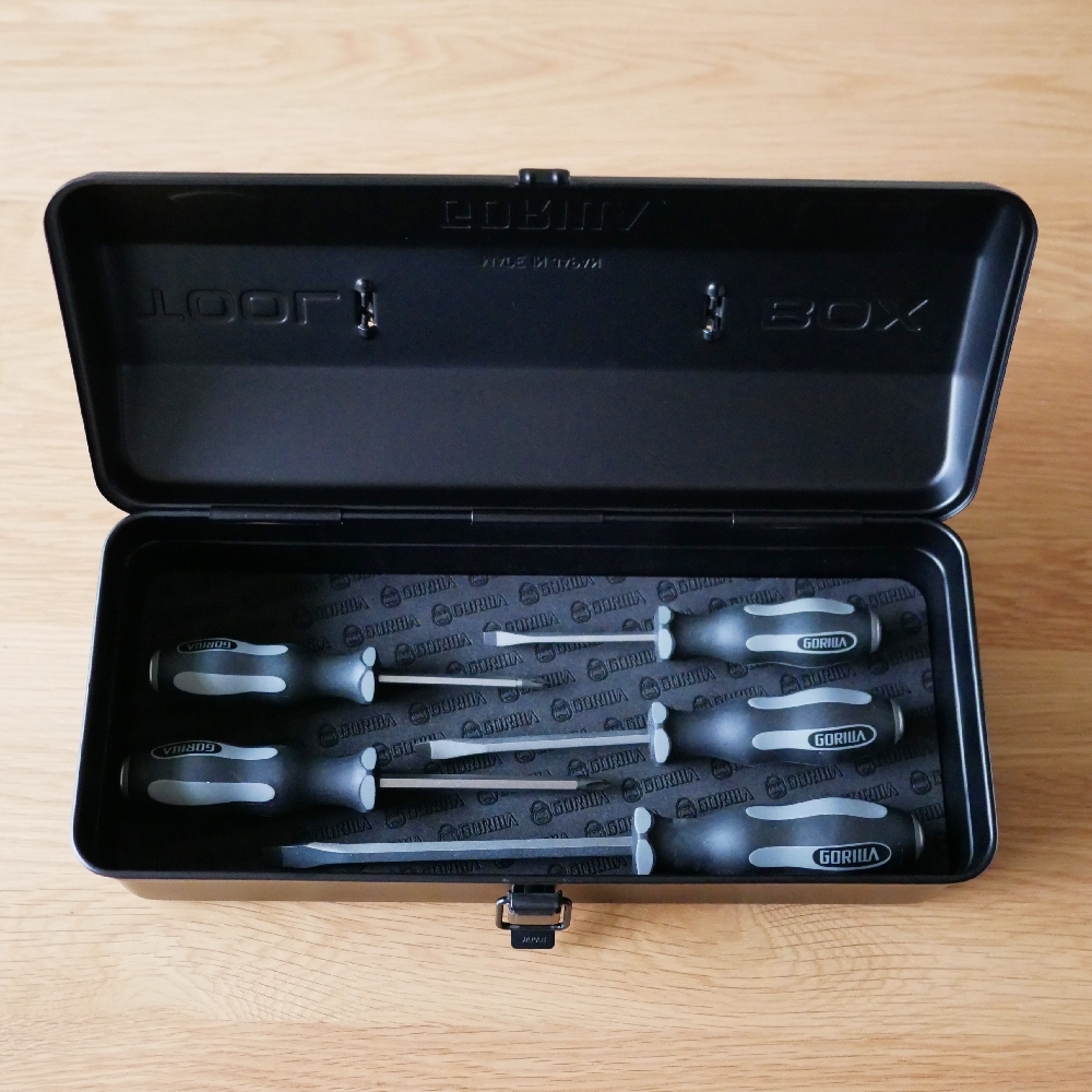 【Gorilla 】5pcs超防震貫通螺絲起子組＋ 頂級【Gorilla】霧黑色高張力鋼大工具箱