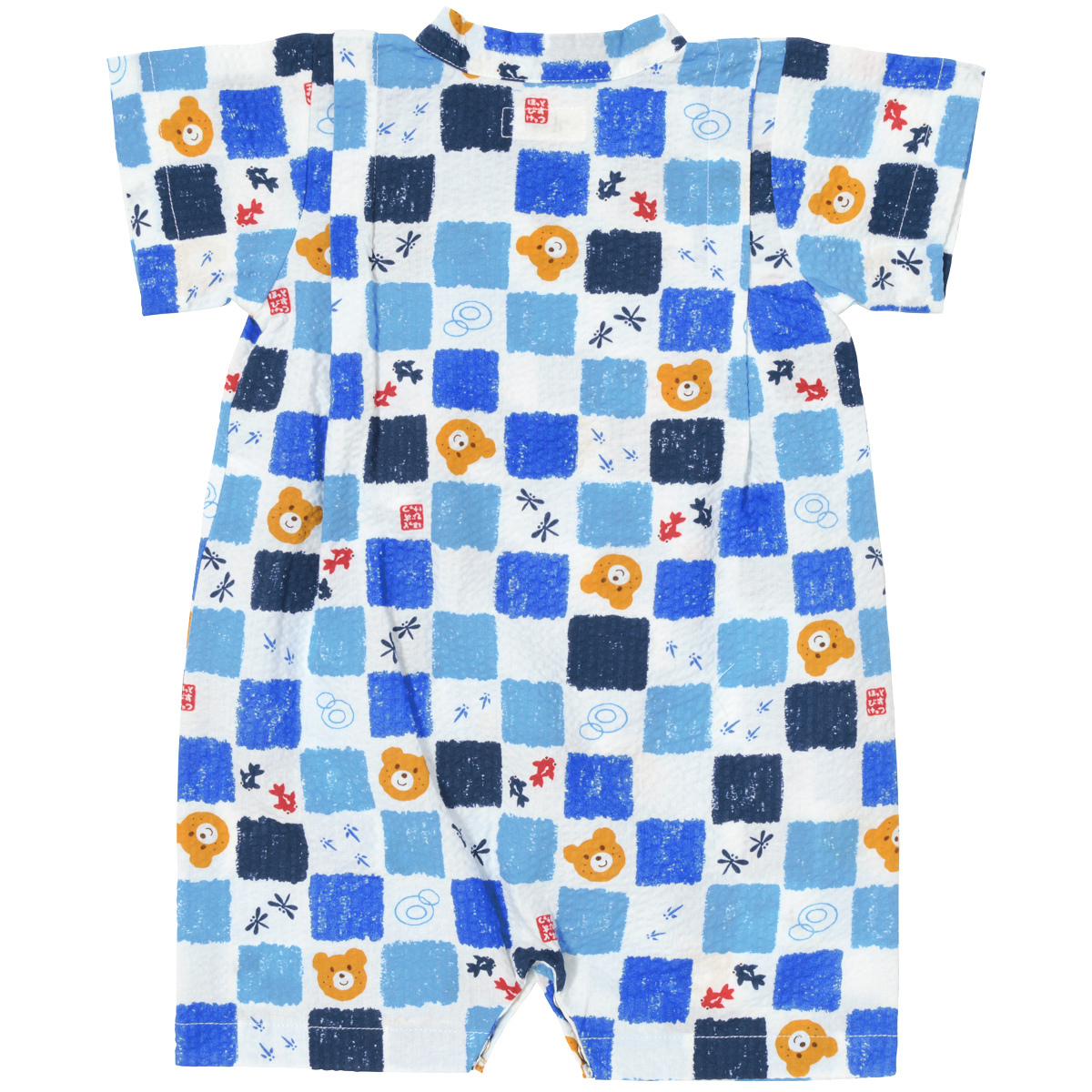 小熊方格連體浴衣