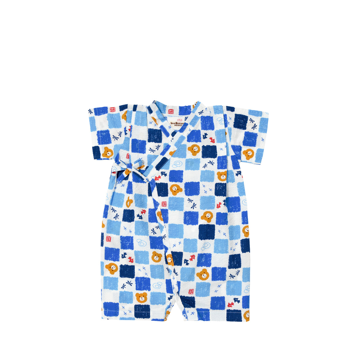 小熊方格連體浴衣