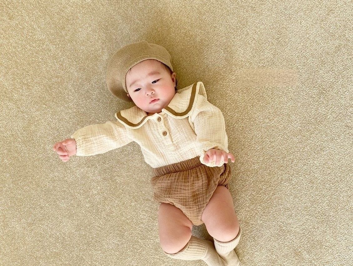 海軍風翻領上衣+麵包褲套裝