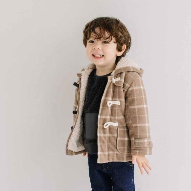 (現貨) JP 暖笠笠牛角外套 (格仔)