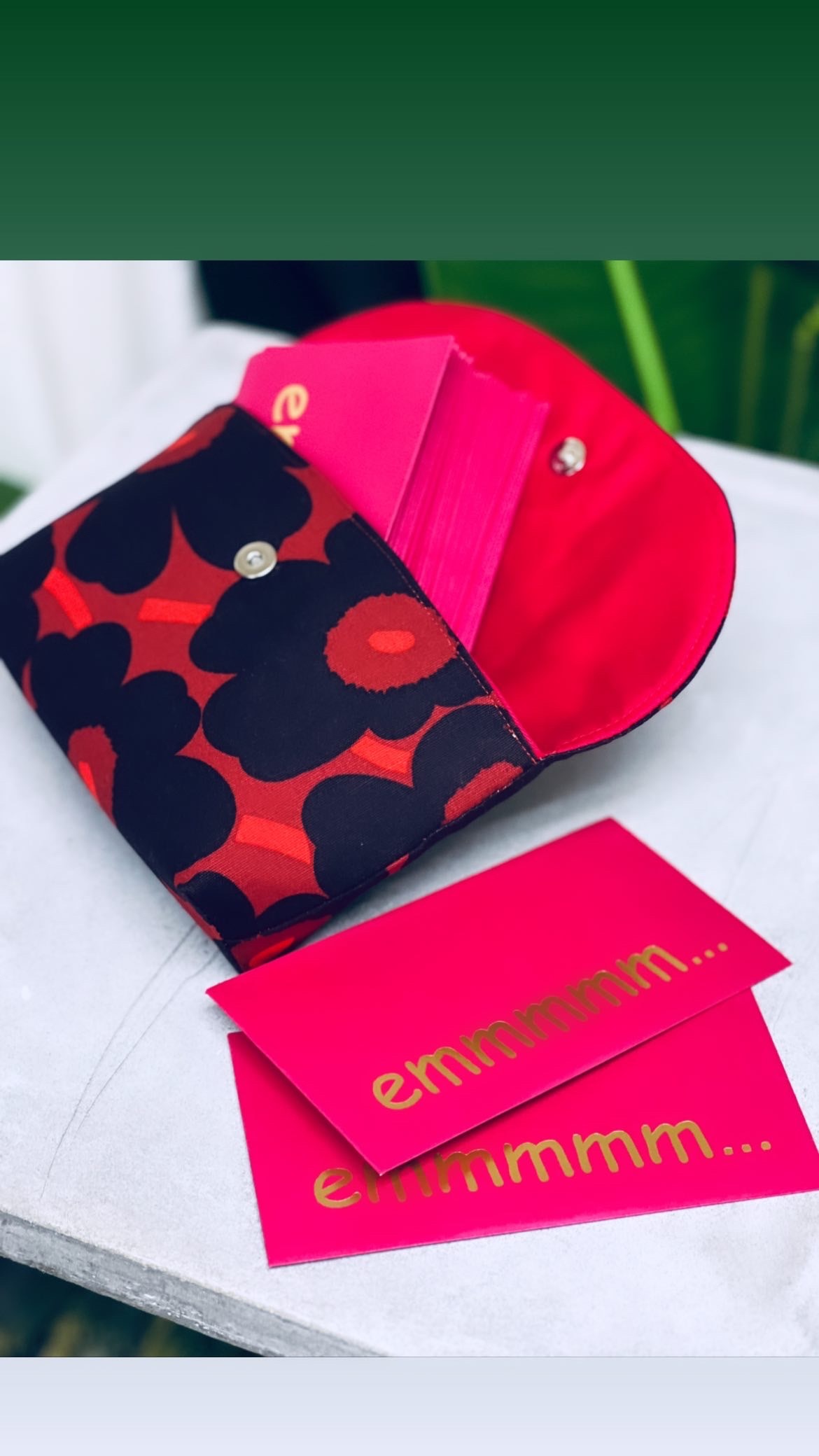 利是Pouch | lavender Dark red x pink 中花