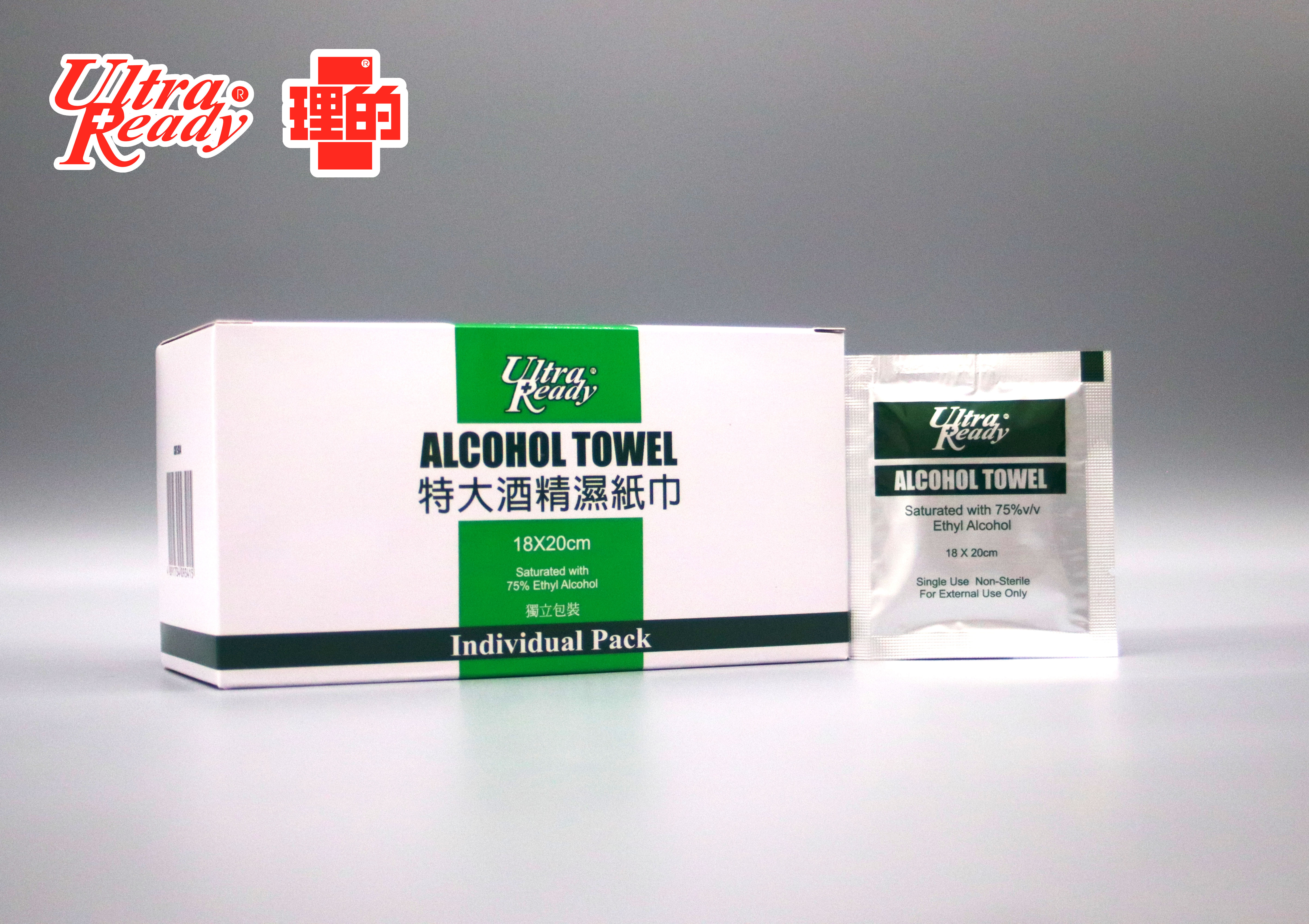 理的 - 特大酒精濕紙巾 (18x20cm) 30片 獨立包裝 *乙醇酒精*