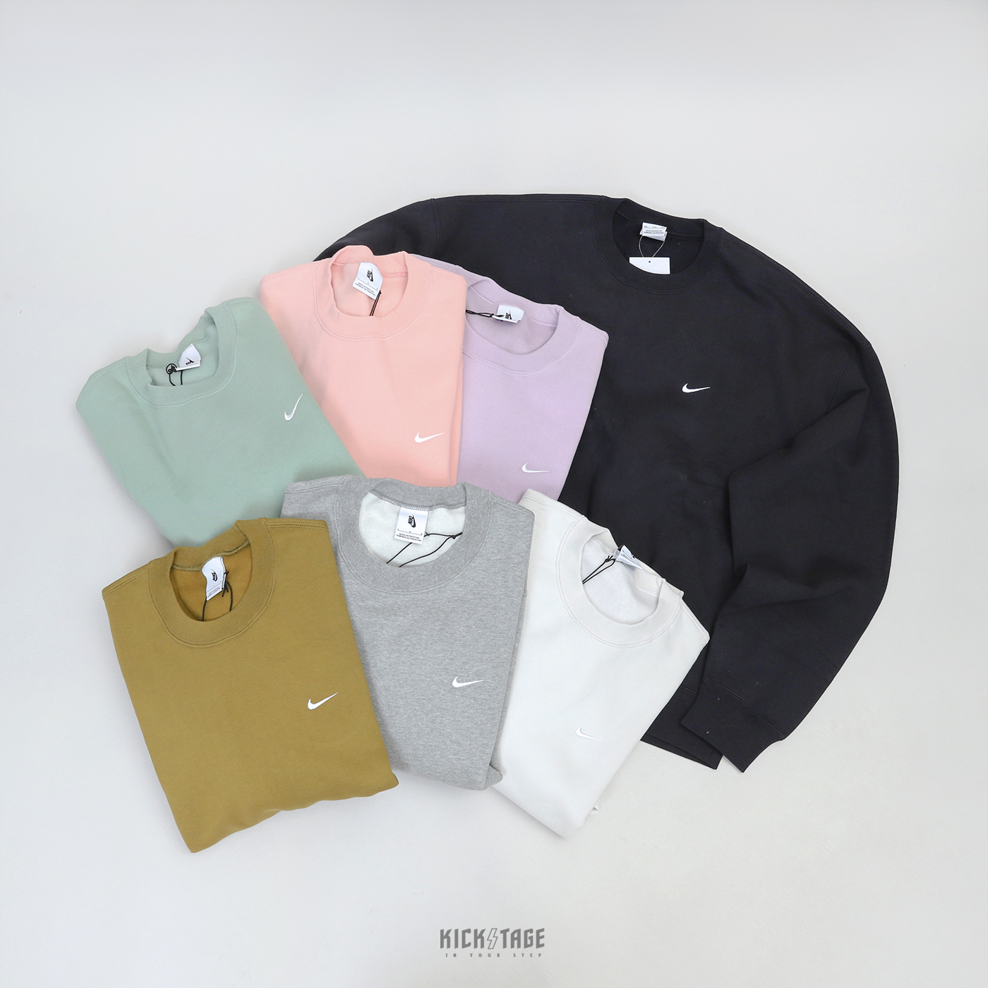 *特價商品售出不退換*男女款 NIKE LAB FLEECE CREW 奶白 黑色 基本款 刺繡小勾 內刷毛 衛衣 大學T【DA0318-030】NIKELAB