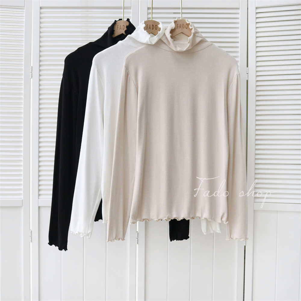 法朵Fado shop｜【百搭基本款】木耳捲捲𓏲 ๋࣭  ࣪微領柔軟羊絨內搭衫 011A018 三色