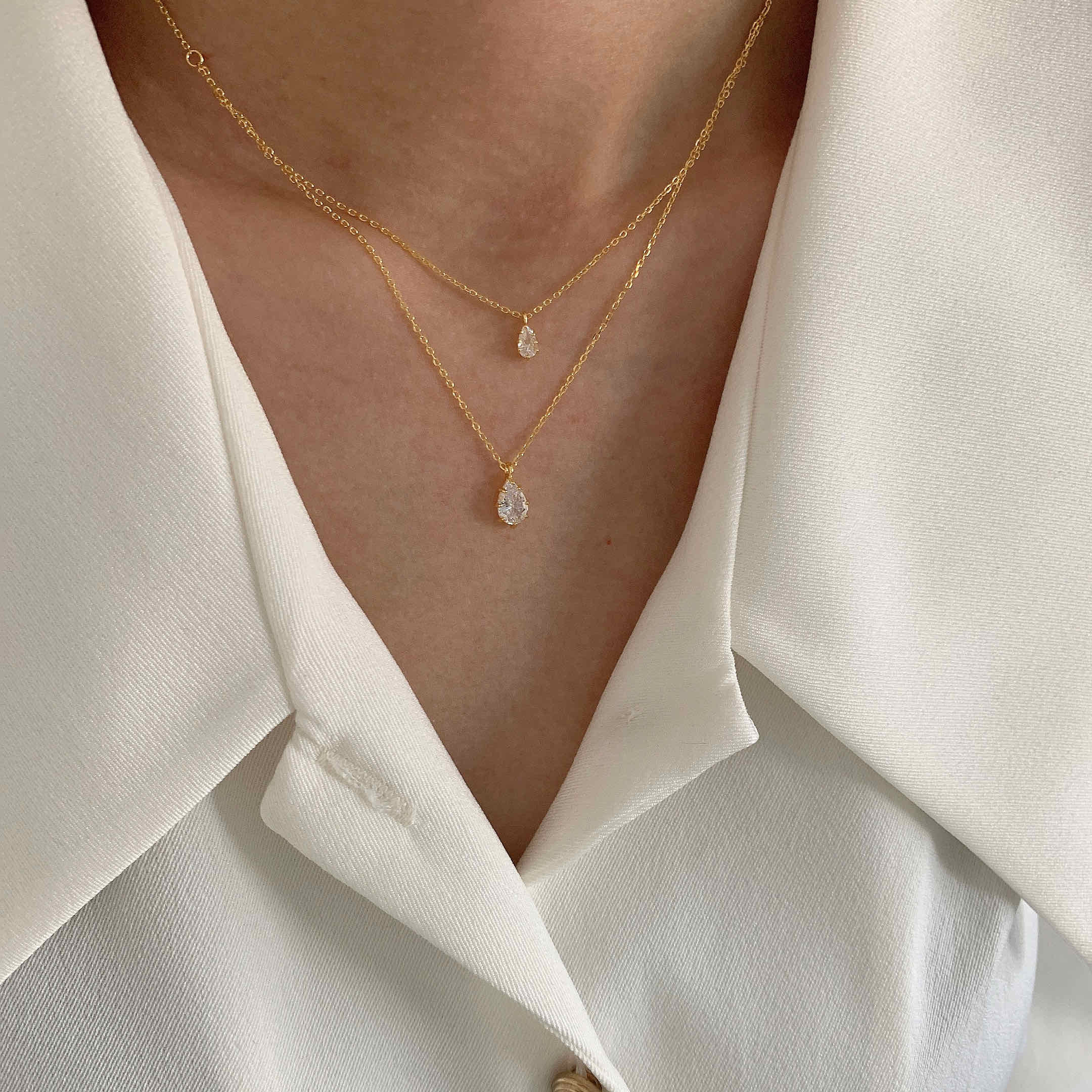 🇰🇷925 silver 絕美！水滴雙層項鍊｜2 color