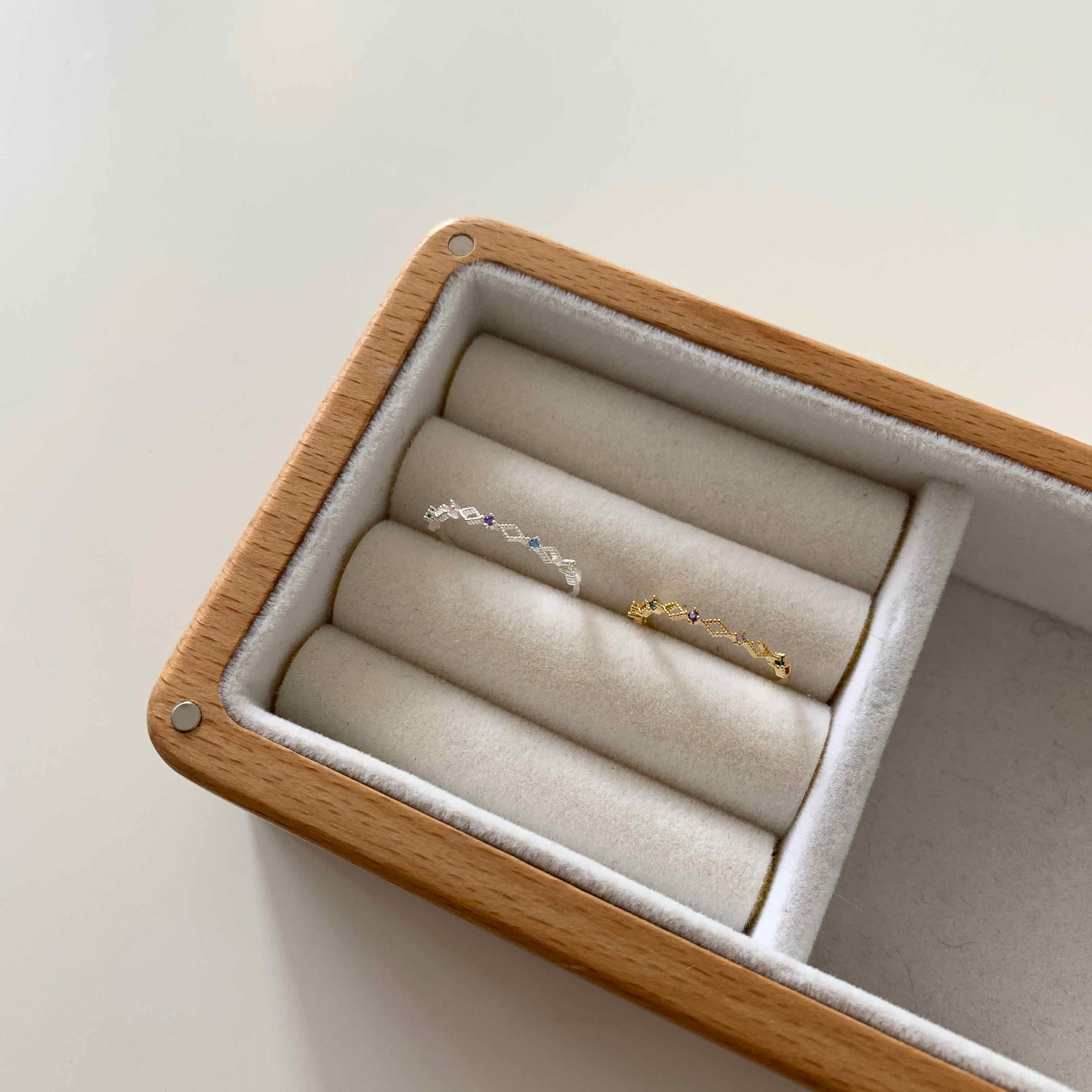 🇰🇷925 silver cp值推薦！格紋彩鑽戒指