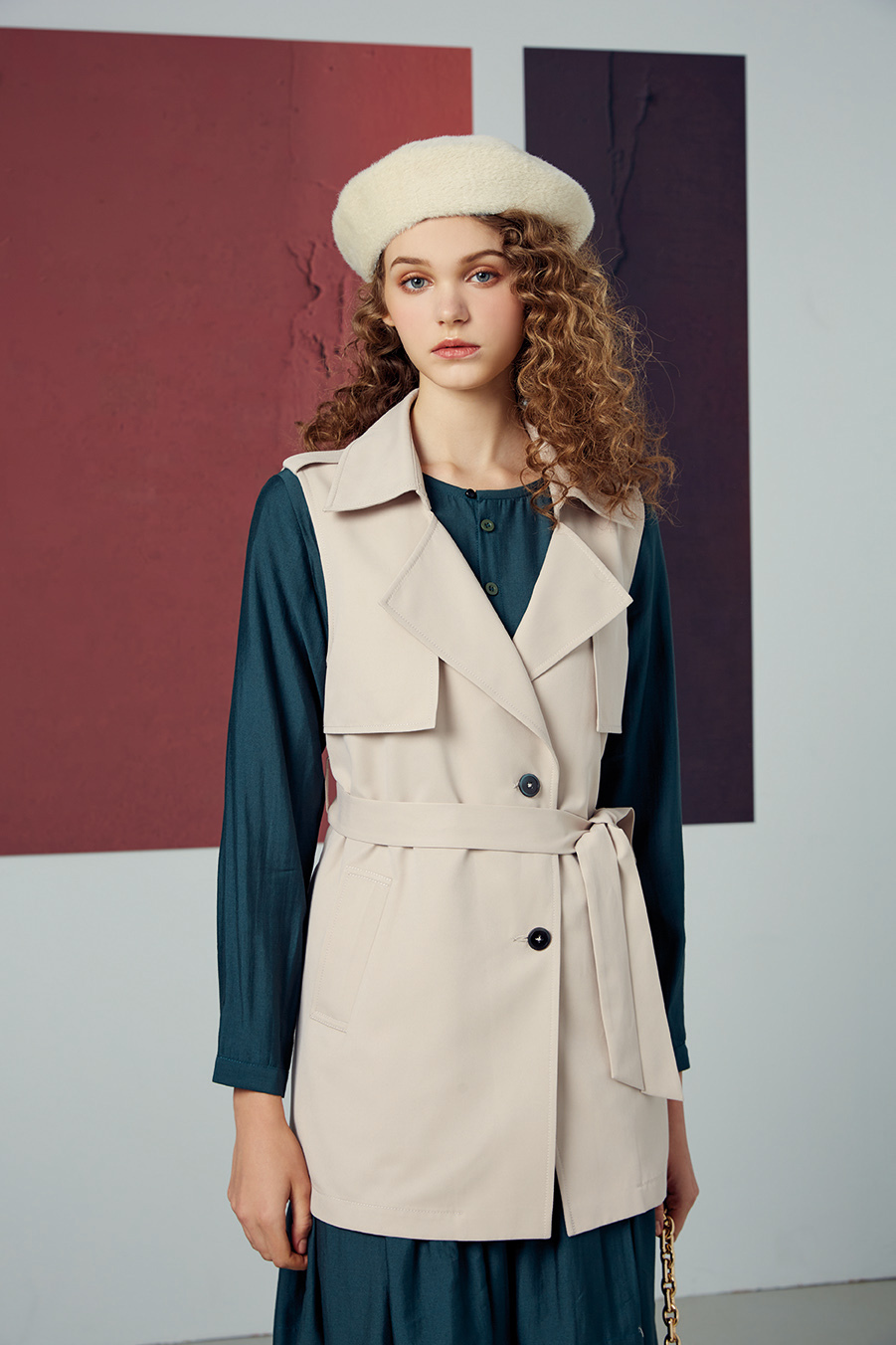 時尚經典版風衣款背心R6391