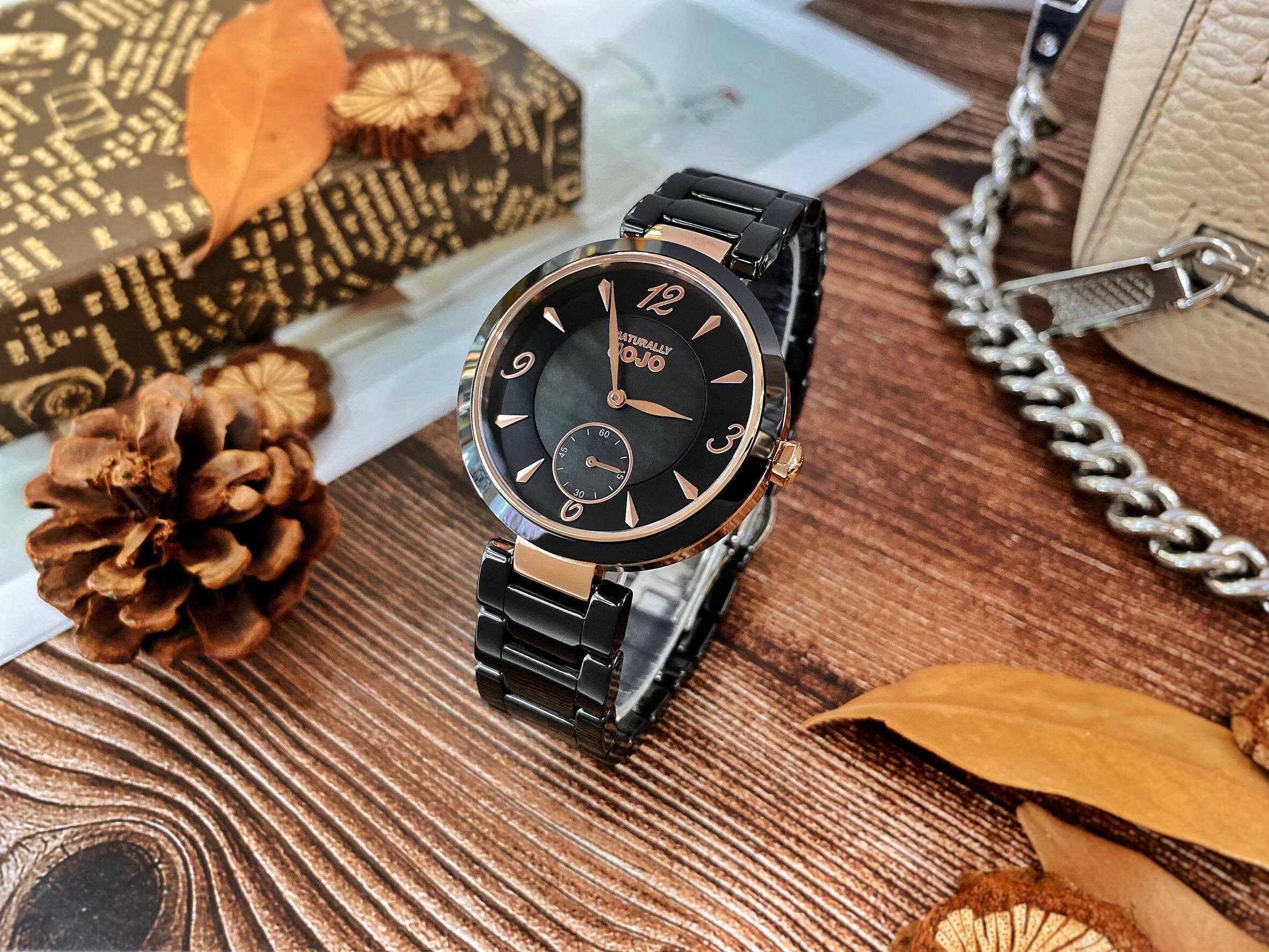 【NATURALLY JOJO】數字簡約小秒針陶瓷腕錶  JO96986-88R 37mm 現代鐘錶