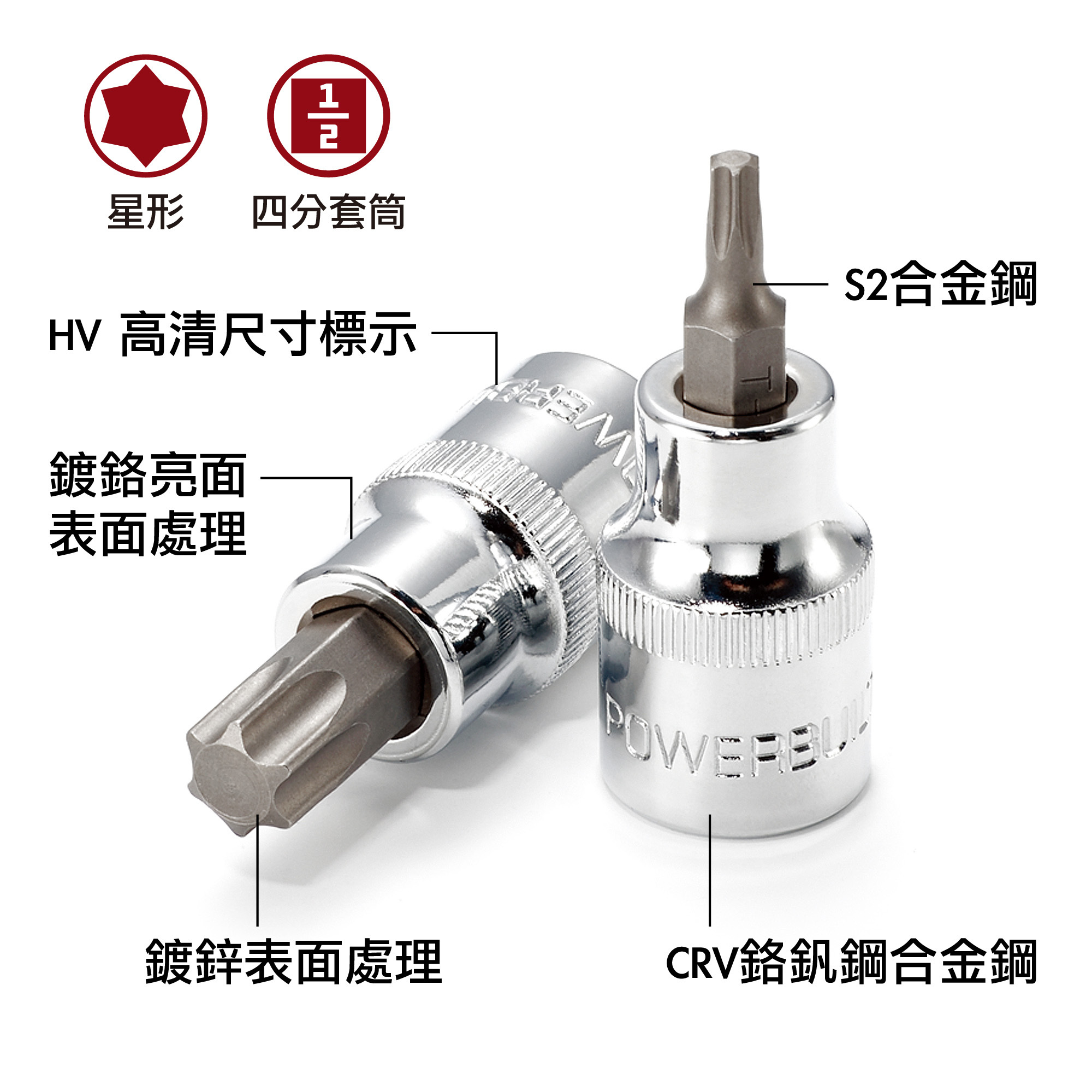 Powerbuilt 四分星型壓配套筒