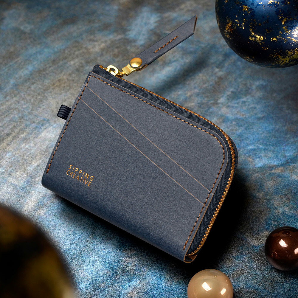 俬品創意，紳爵藍L型零錢包，深藍色錢包