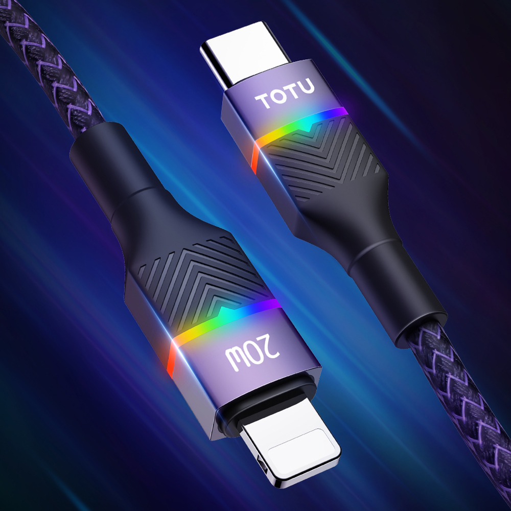 TOTU 拓途 Lightning/Type-C/iPhone/PD充電線傳輸線快充線 LED 征程 1.5M