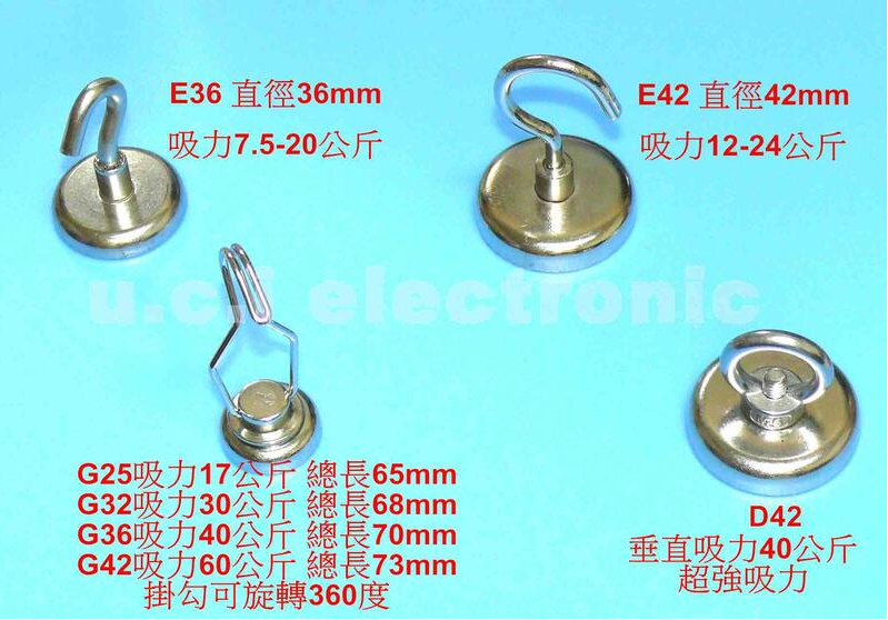 【UCI電子】(X-4) 強磁吸鐵 強力磁鐵 長方形圓形吸鐵石 吸電仔 磁鐵 360度旋轉掛勾磁鐵