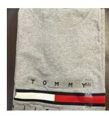 [S] TOMMY HILFIGER ESSENTIAL FLAG STRIPE T-SHIRT,GREY, 76J1635-003 (STH111)