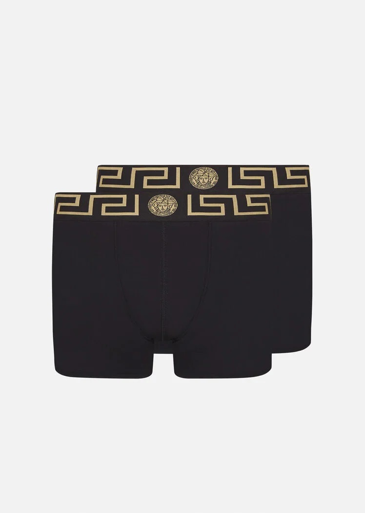 VERSACE 經典女王頭四角褲 兩件裝 (黑/黑)