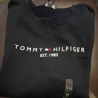 [S] TOMMY HILFIGER WOMEN'S ROUND NECK LETTERING LOGO EMBROIDERY SIDE SPLIT LONG SLEEVE SWEATSHIRT,NAVY, 76J3086-410 (STH115)