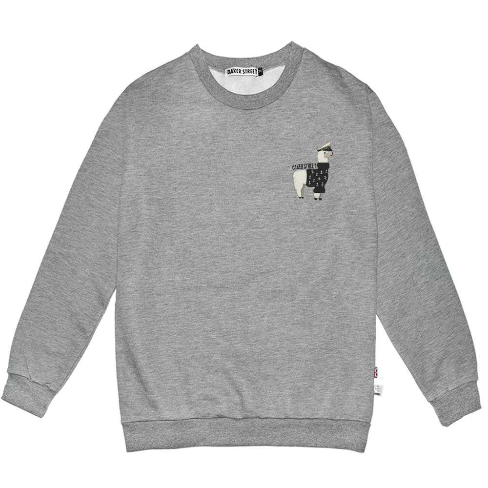 Embroidery-船長羊駝 刺繡 高磅數長袖圓T