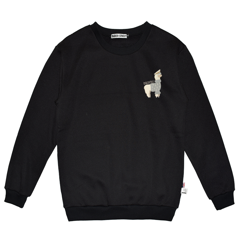 Embroidery-船長羊駝 刺繡 高磅數長袖圓T