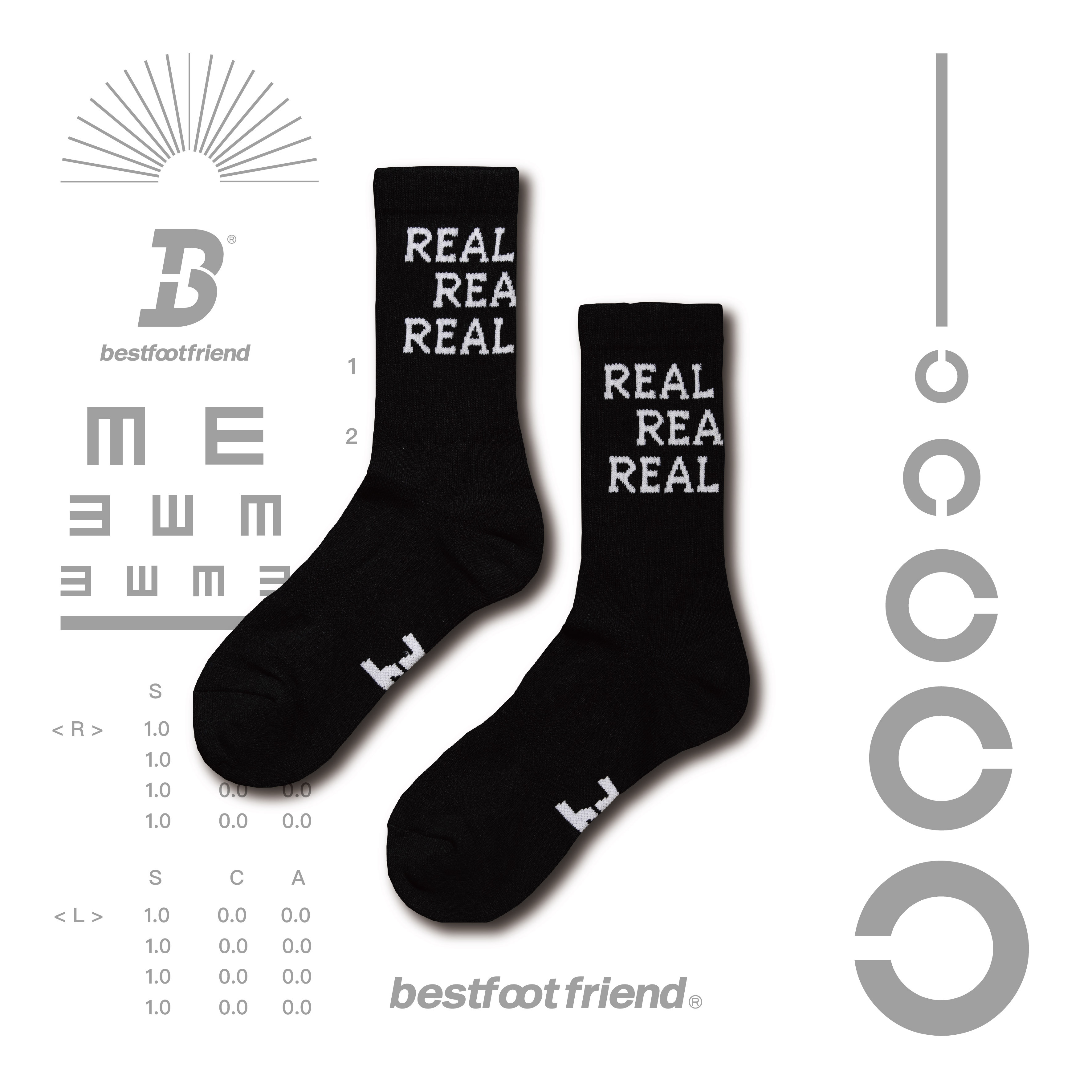 BFF Symptom Socks 黑色 BlackReal eyes 視力檢查 標語 中筒襪【BF22005-BK】