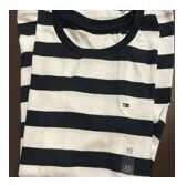 [S] TOMMY HILFIGER ROUND NECK STRIPES T-SHIRT,NAVY, 76J3765-411 (STH124)