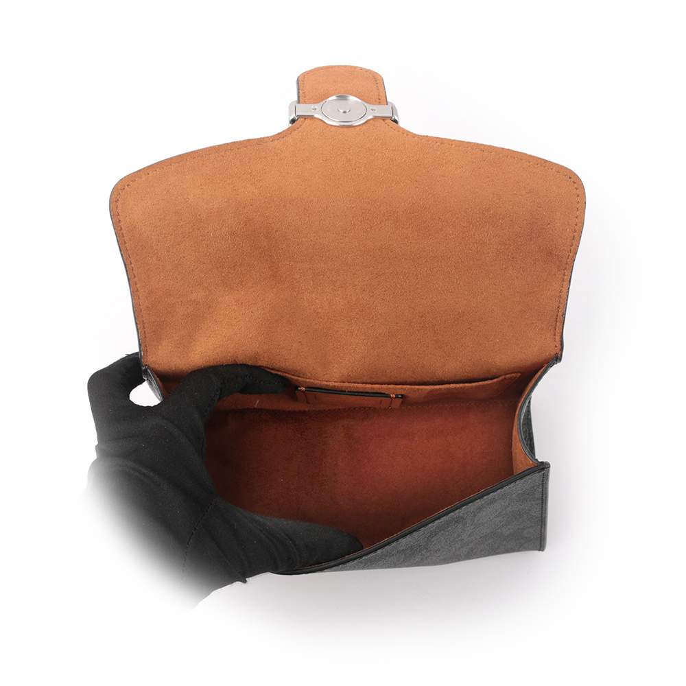 【COACH】Pepper 塗層帆布拼皮革手提/斜背二用包(石墨灰/黑色)