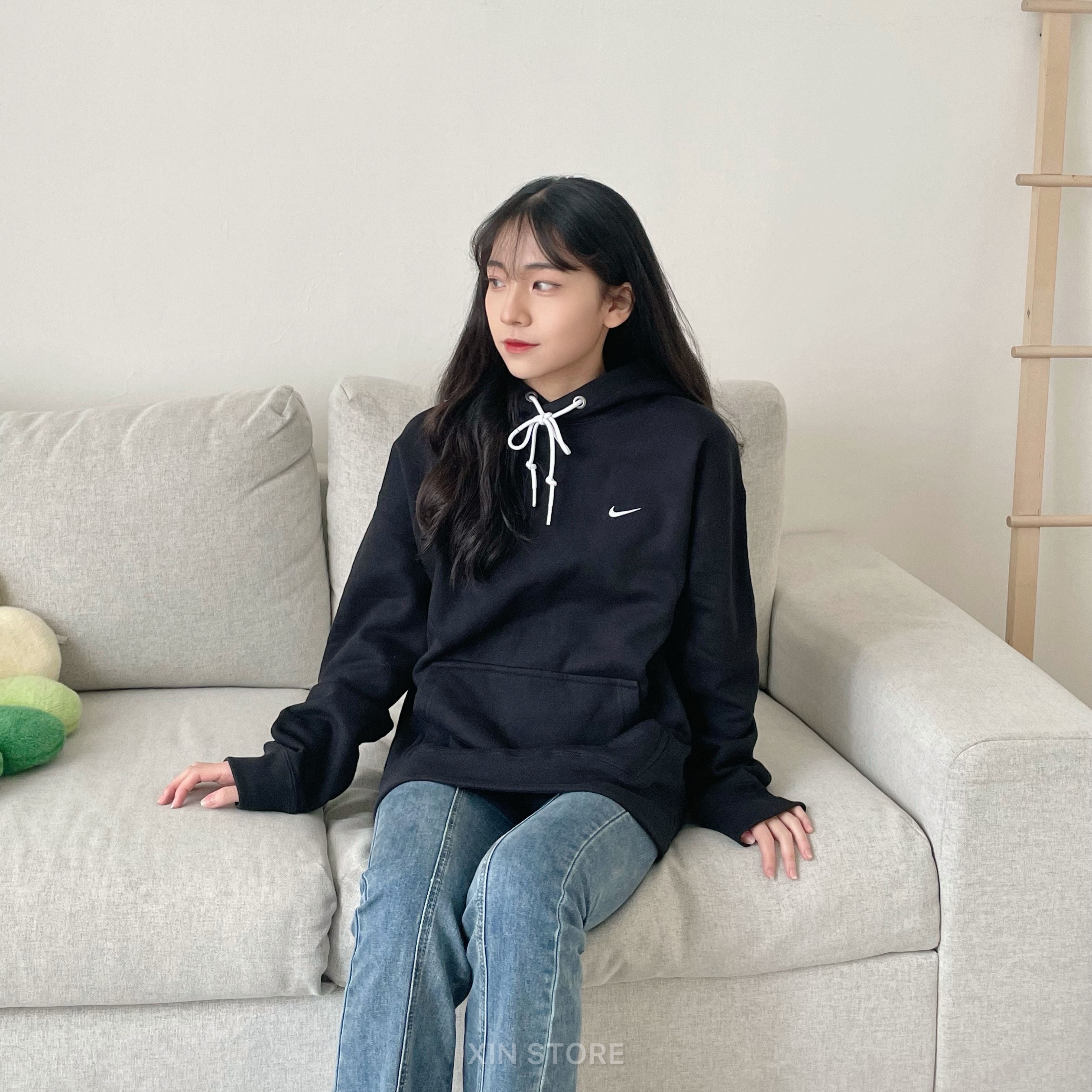 【現貨】Nike Solo Swoosh Hoodie 帽Tee 厚磅 單勾 刺繡 內刷毛 黑 灰