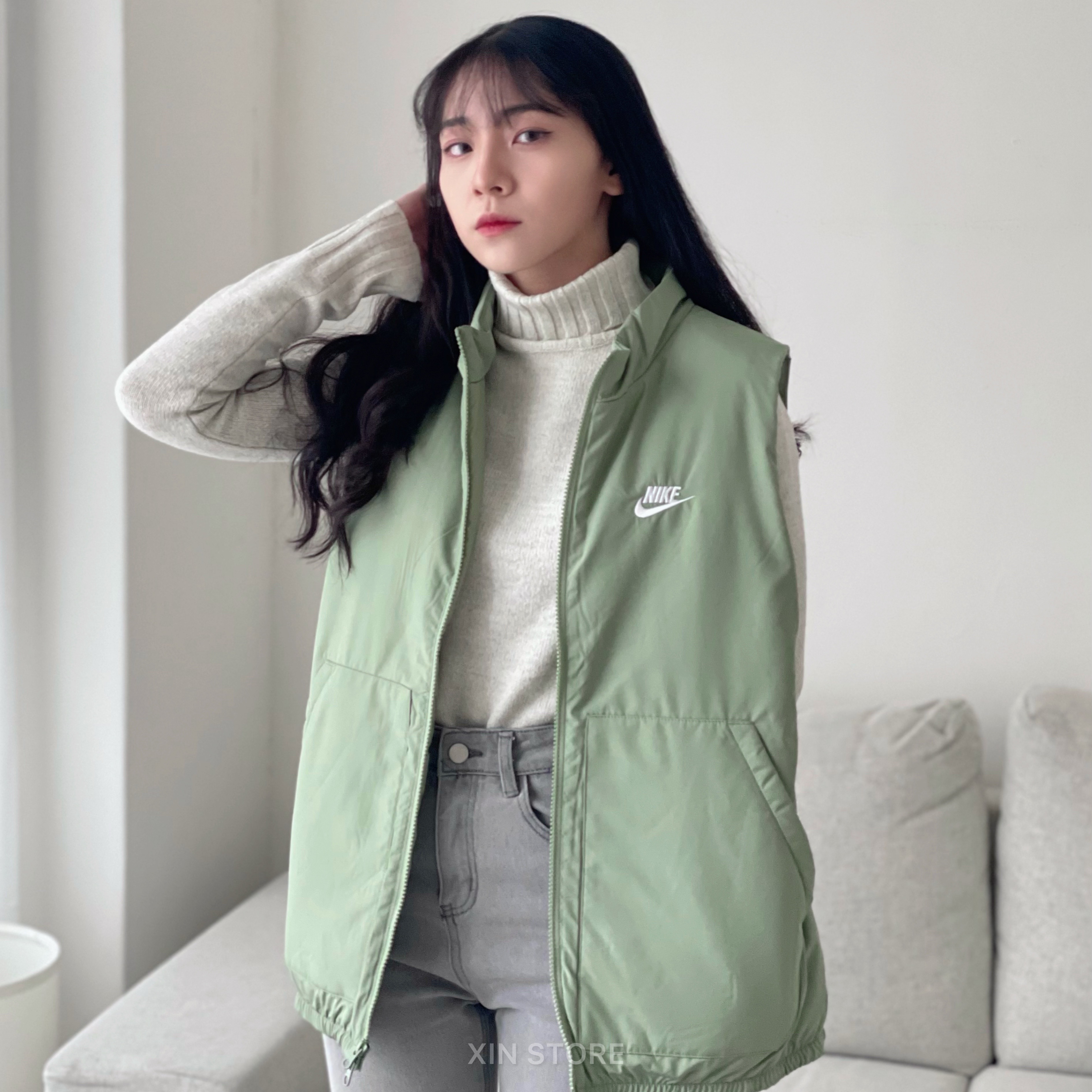 【現貨】Nike Therma-FIT Club 背心 保暖 寬鬆 鋪棉 字勾 刺繡 黑 牛油果綠