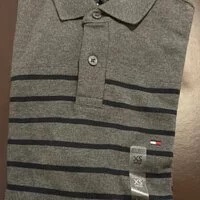[S] TOMMY HILFIGER FALL BASICS STRIPES POLO SHIRT,GREY, 78J7107-021 [FINAL SALE] (STH131)