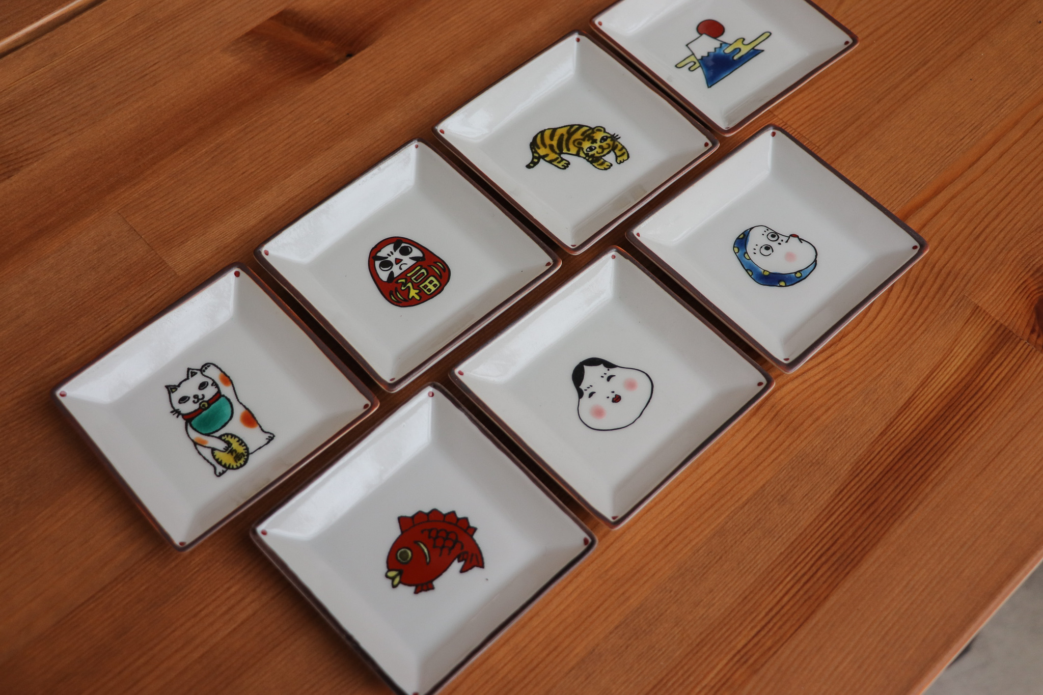 日本 九谷燒 雙鳩窯 方形豆皿