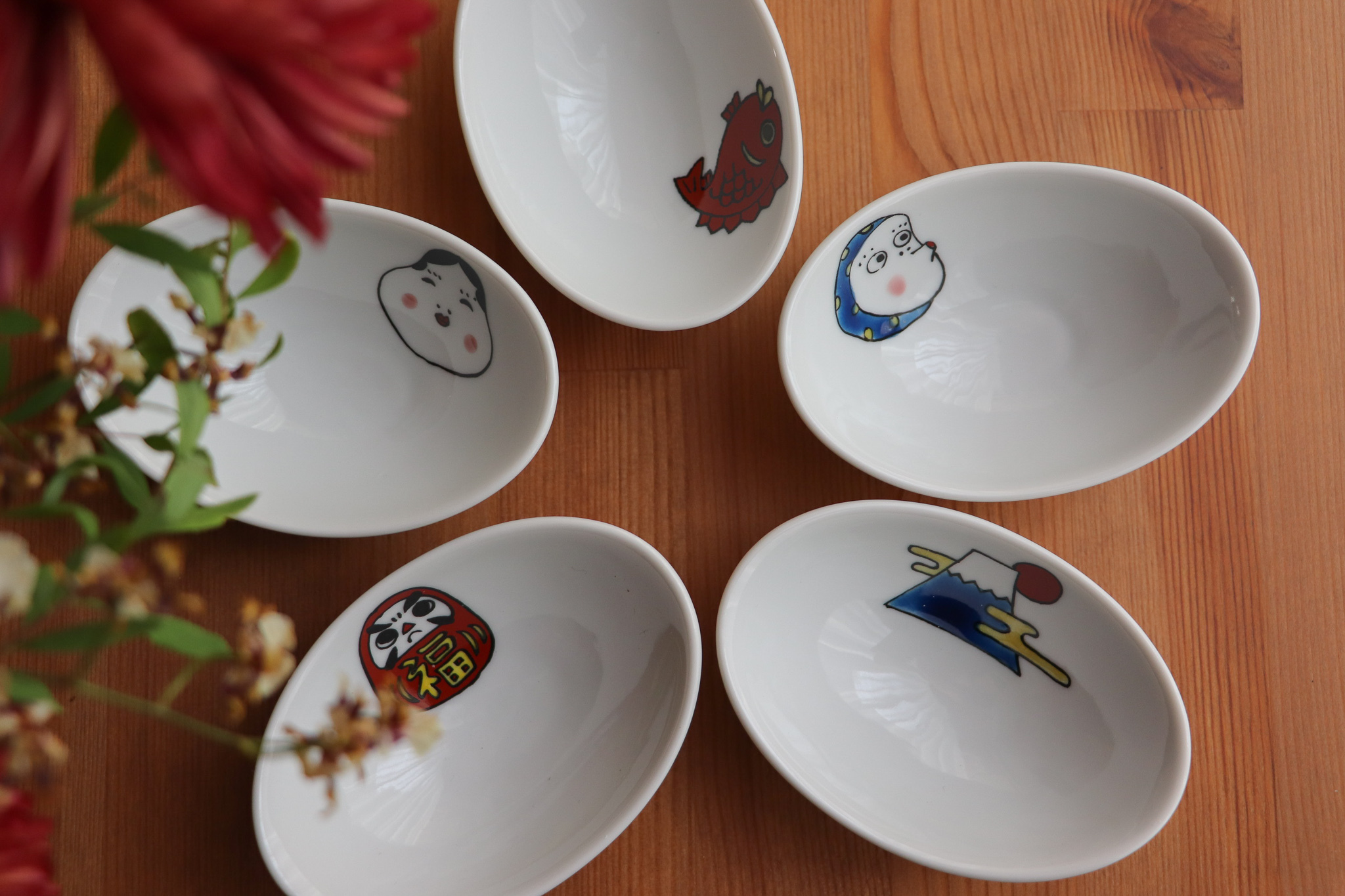 日本 九谷燒 雙鳩窯 橢圓小缽