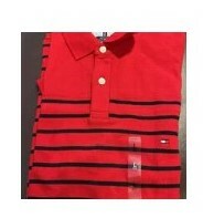 [S] TOMMY HILFIGER FALL BASICS STRIPES POLO SHIRT,RED, 78J7107-640 (STH132)
