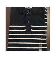 [S] TOMMY HILFIGER FALL BASICS STRIPES POLO SHIRT,NAVY, 78J7107-410 (STH133)