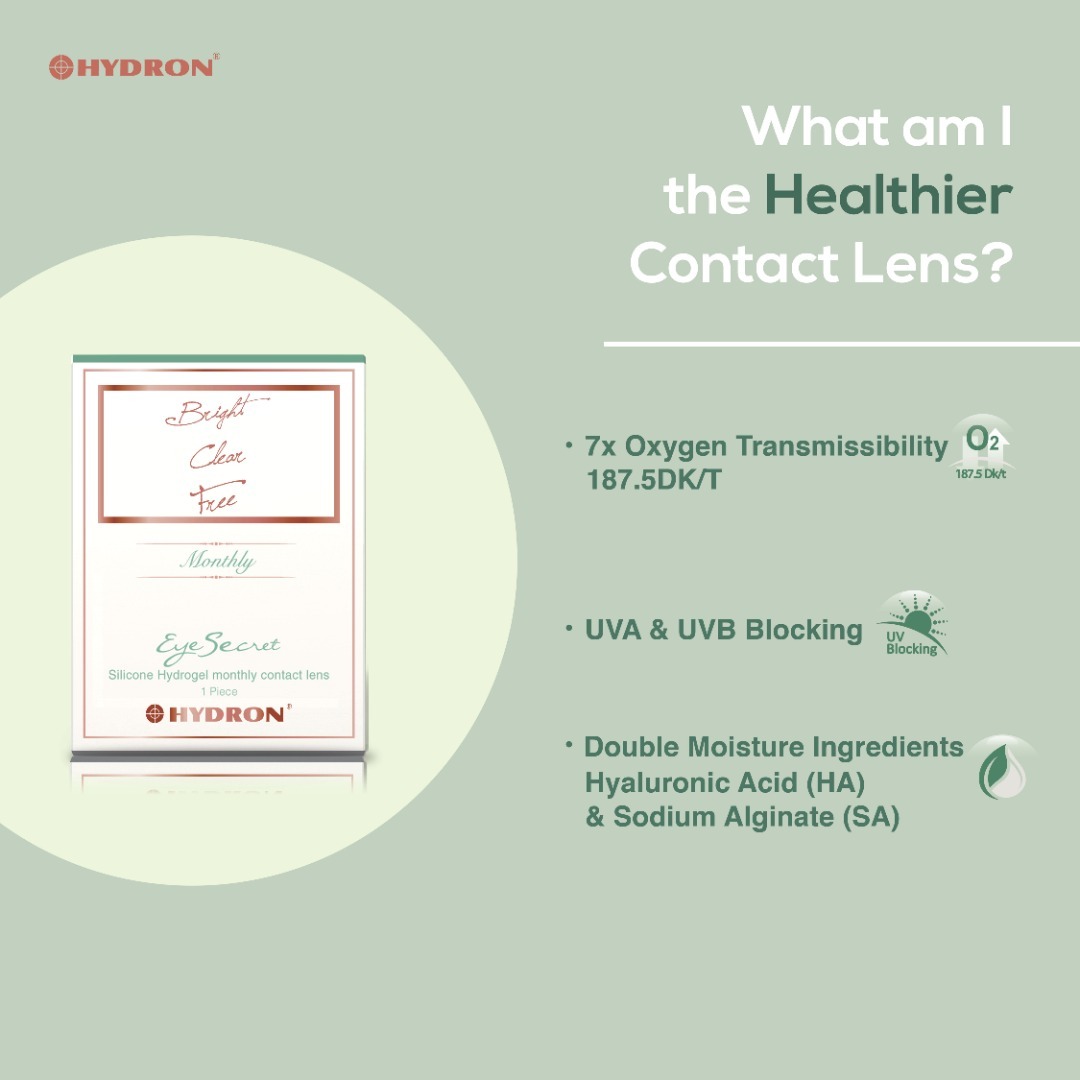 Hydron Eye Secret Silicone Hydrogel 1pc/Box Monthly Disposable , Ready stock
