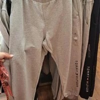 [S] TOMMY HILFIGER WOMEN'S EMBROIDERED LOGO BANDING COTTON JOGGER PANTS 5,GREY HEATHER, 76J2440-030 (STH140)