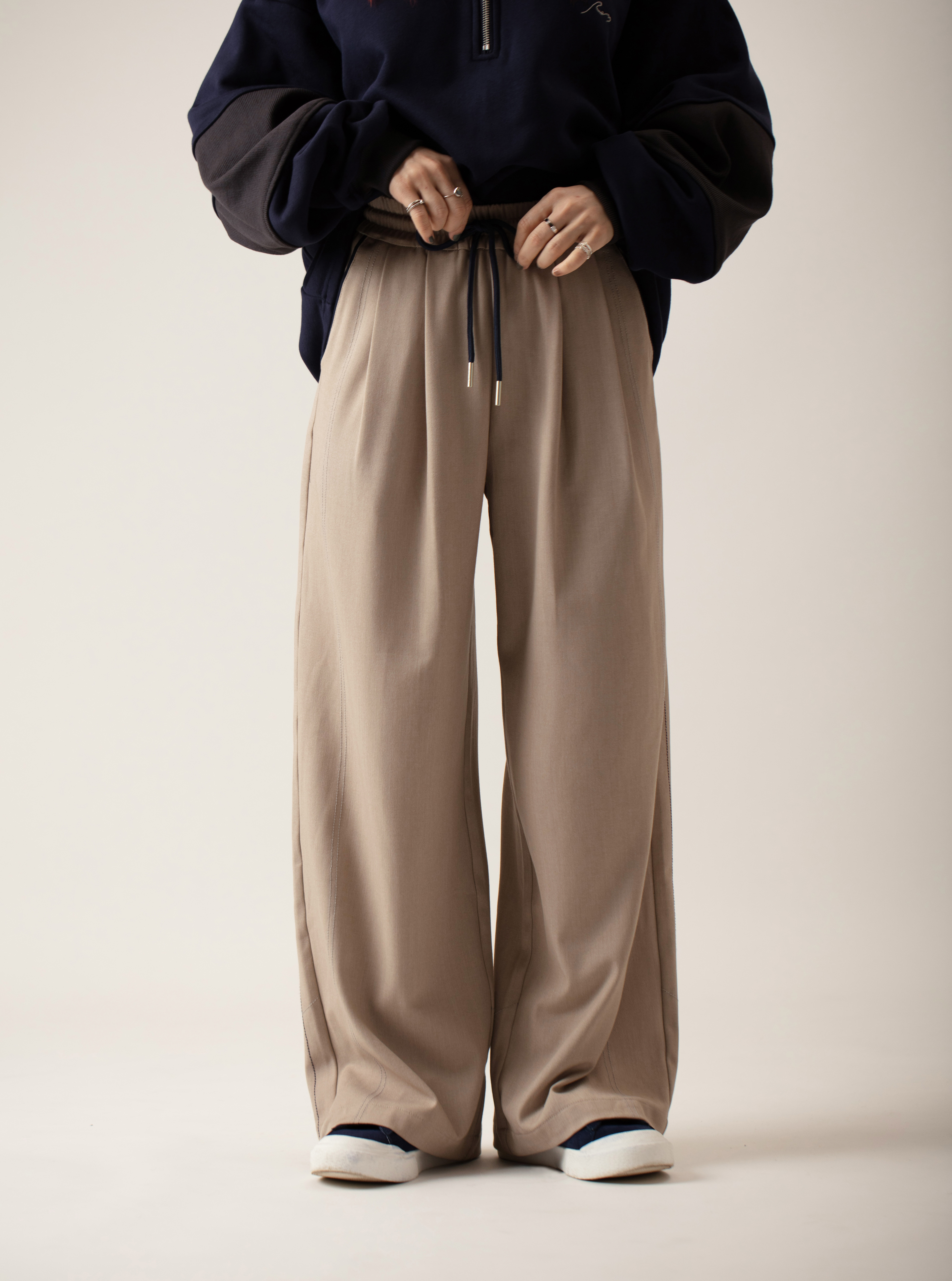 Straight Leg Trousers | Beige