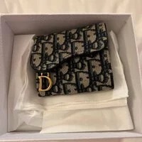 [S] DIOR SADDLE LOTUS WALLET, BLUE DIOR OBLIQUE JACQUARD, S5652CTZQ-M928 (SDD20)