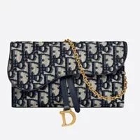 [S] DIOR LONG SADDLE WALLET CHAIN,BLUE DIOR OBLIQUE JACQUARD, S5614CTZQ-M928 (SDD21)