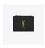 [S] YSL CASSANDRE SAINT LAURENT MATELASSE BI-FOLD WALLET IN GRAIN DE POUDRE EMBOSSED LEATHER,BLACK/GOLD, 575879BOW011000 (SYSL12)