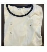 [S] TOMMY HILFIGER WOMEN'S COLOR MATCHING ROUND NECK FLAG COTTON SHORT SLEEVE T-SHIRT,WHITE, 76J2343-110 (STH151)