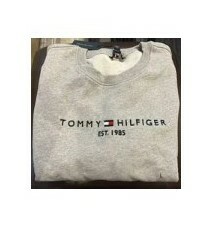 [S] TOMMY HILFIGER WOMEN'S ROUND NECK LETTERING LOGO EMBROIDERY SPLIT LONG SLEEVE SWEATSHIRT,GREY, 76J3086-030 (STH164)