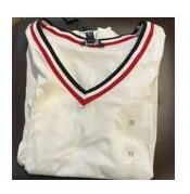 [S] TOMMY HILFIGER WOMEN'S V-NECK SIGNATURE LINE BALPAL T-SHIRT,WHITE, 76J3140-100 (STH165)
