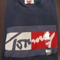 [S] TOMMY HILFIGER MEN'S FLAG LOGO ROUND NECK LONG SLEEVE KNIT,NAVY, 78J6895-410 (STH168)
