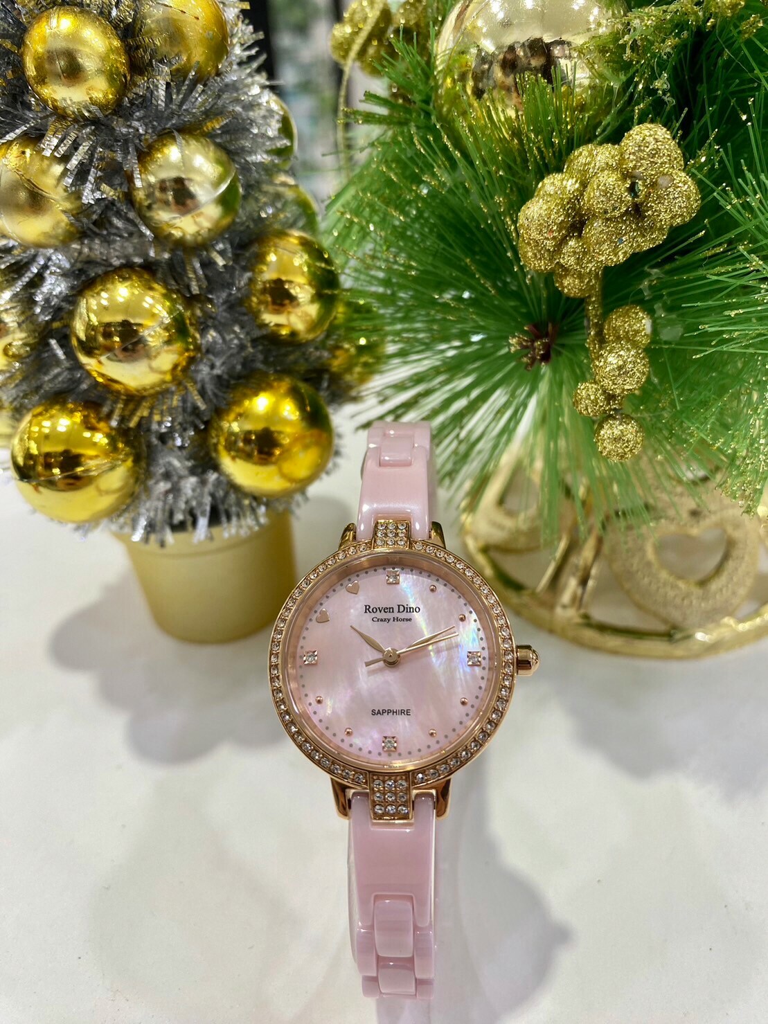 【Roven Dino羅梵迪諾】晶鑽陶瓷女錶 二色任選 28mm 現代鐘錶