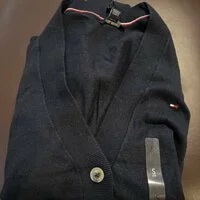 [S] TOMMY HILFIGER V-NECK KNIT CARDIGAN,NAVY, 76J3144-410 (STH179)