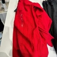 [S] TOMMY HILFIGER WOMENS ROUND NECK CABLE KNIT SWEATER,RED, 76J3472-640 (STH181)