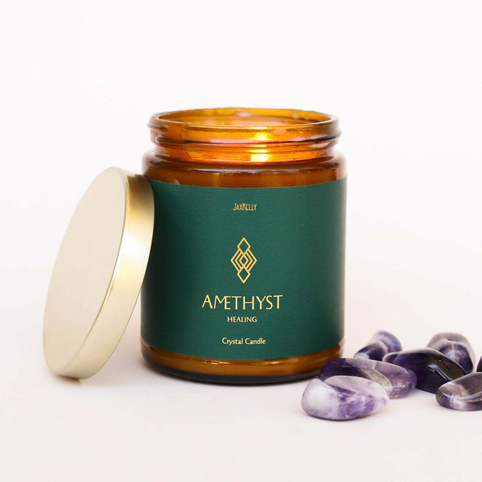 Healing 紫水晶 (檀香柑橘) 琥珀限量款 香氛蠟燭 - JaxKelly