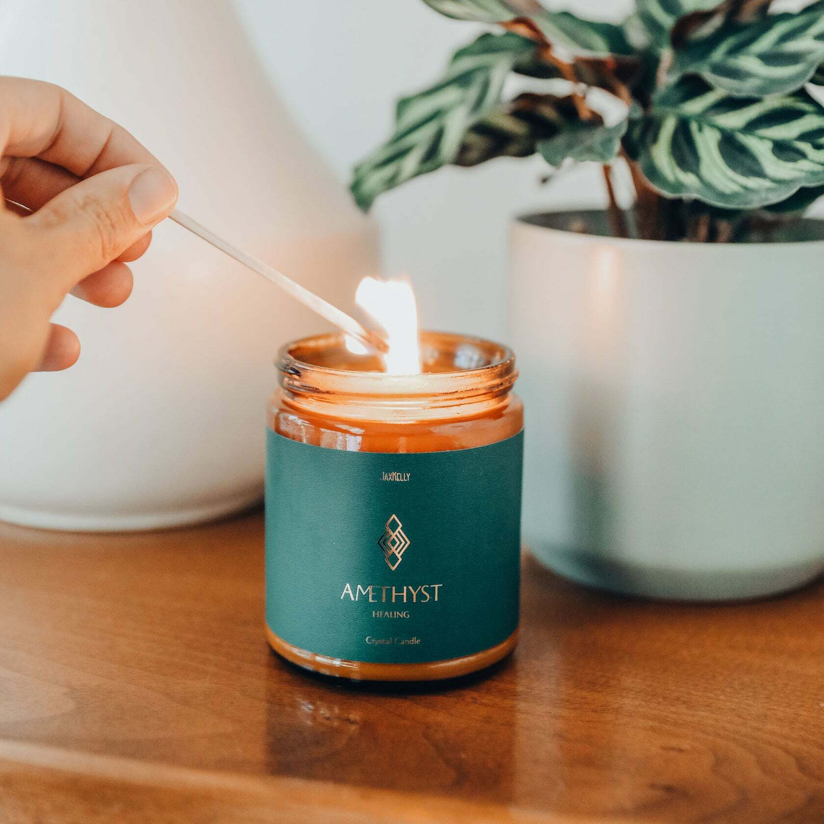 Healing 紫水晶 (檀香柑橘) 琥珀限量款 香氛蠟燭 - JaxKelly