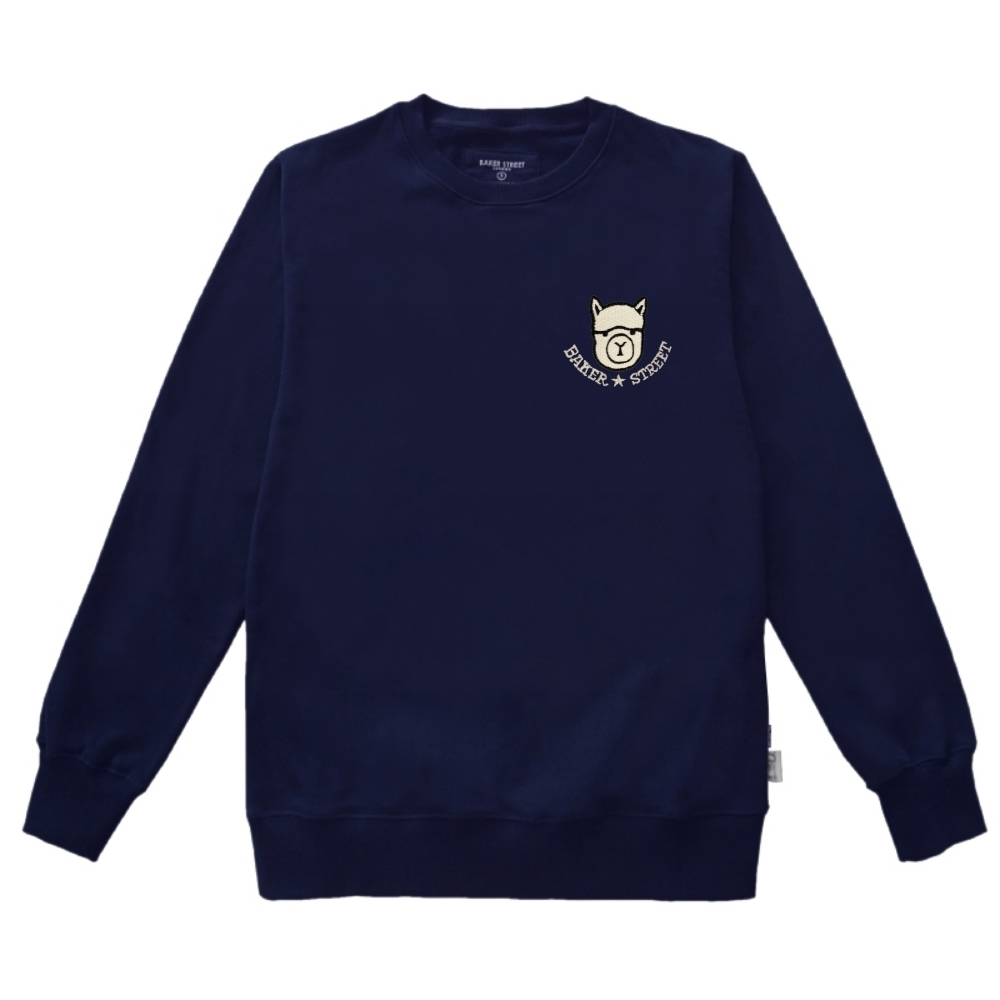 Embroidery-羊駝星星 刺繡 高磅數長袖圓T