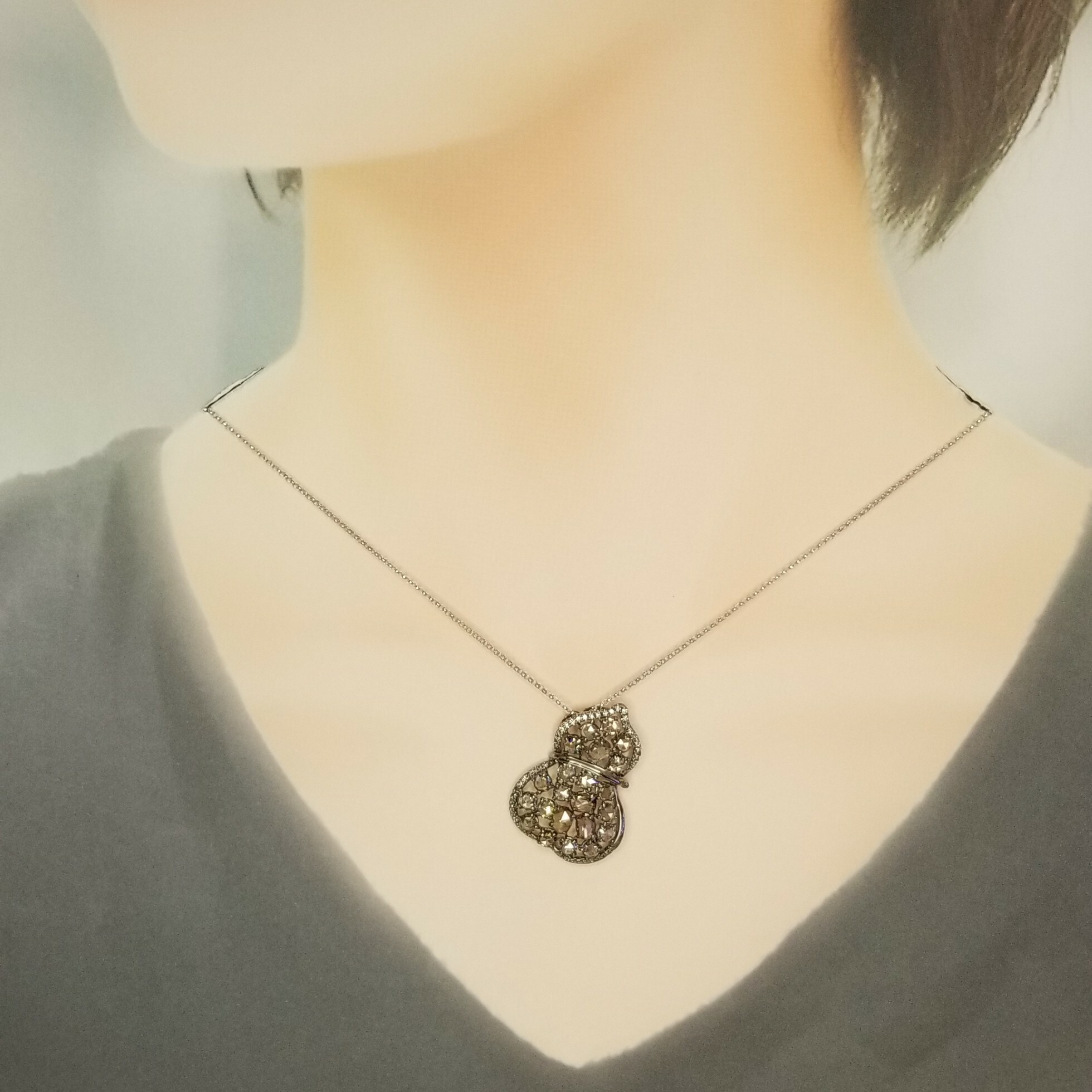 18K Black Gold 3.12ct Fancy Brown Diamond Pendant