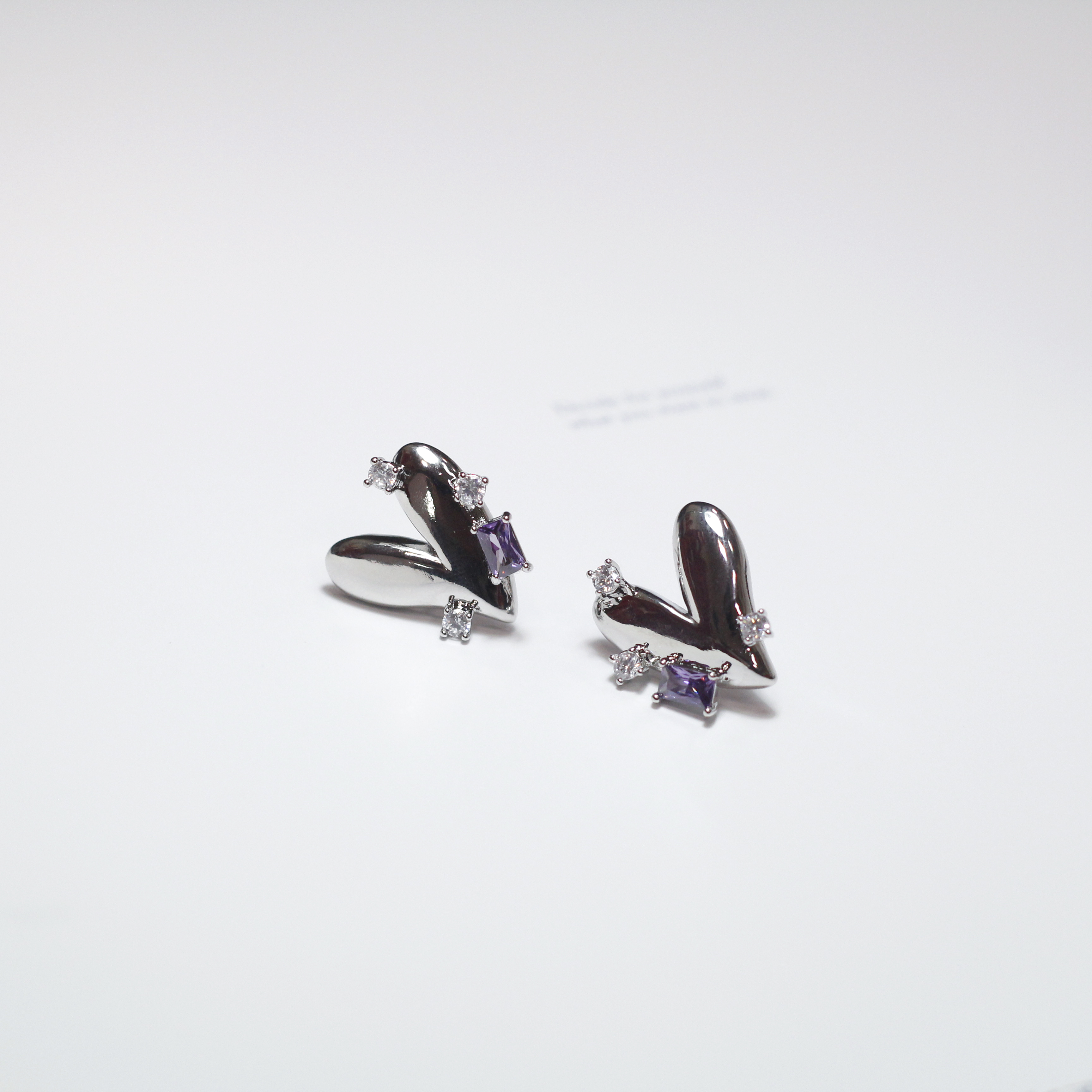 紫鑽光銀心耳環｜925銀針